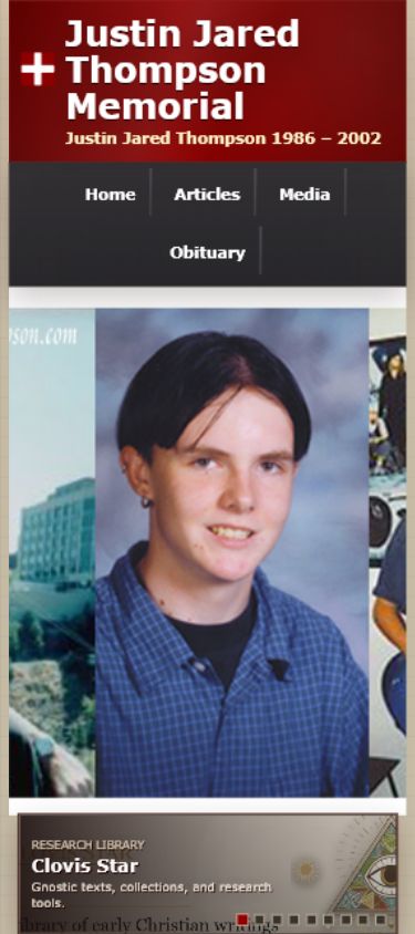 Screenshot of Justin Thompson Memorial